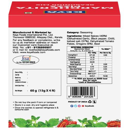Keya Margherita Pizza Seasoning Mix - Easy, 60 g (4N x 15 g each)-2.webp